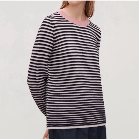 COS Striped Fine-knit Blue and Pink Sweater - Picture 1 of 8